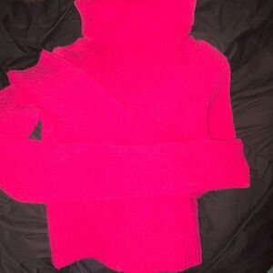 Women's Vibrant Pink Turtleneck Sweater